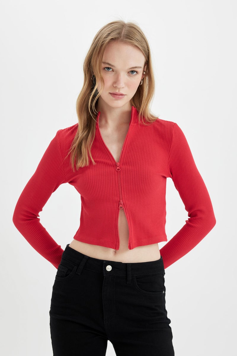 DeFacto Woman Slim Fit High Neck Camisole Cardigan - Image 2