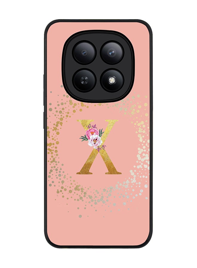 For Xiaomi Redmi Note 15 5G / Poco M8 Case,Slim fit Camera Protection, Shockproof Thin Phone cover  - Custom Monogram Floral - X  (Rose Pink )