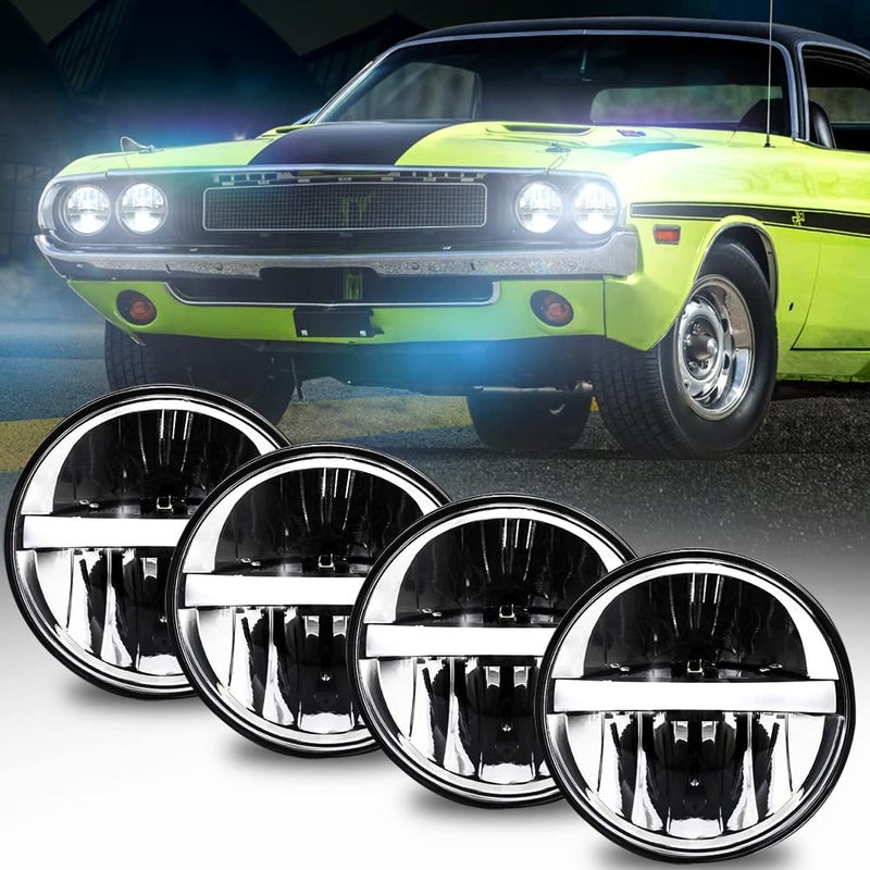 AUDEXEN 4PCS 575 Inch LED Headlights with HighLow Beam and DRL Compatible with Kenworth W900 Dodge Challenger Gran Torino Peterbilt Semi 349 359 Truck Pickup
