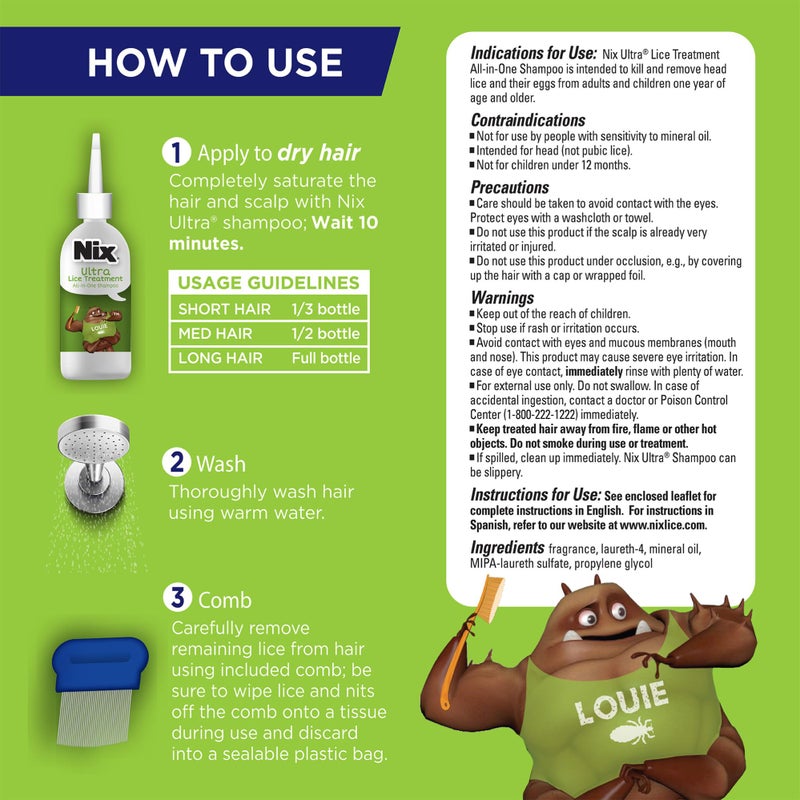 Nix Ultra Superlice Treatment, All-in-One Shampoo, 4 Fl Oz & Lice Removal Comb - Image 5