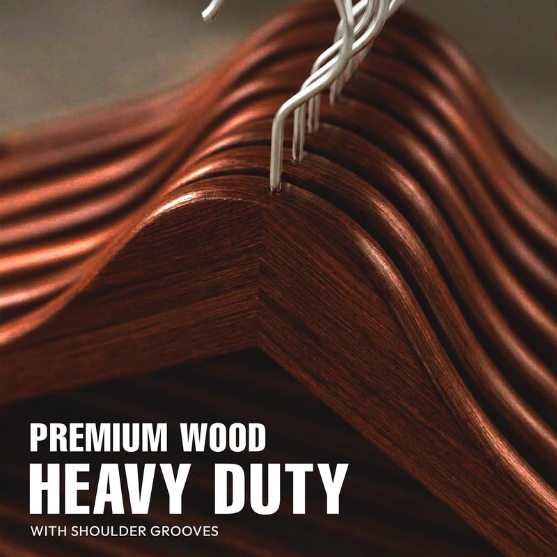 Utopia Home Premium Wooden Hangers 30 Pack - Durable & Slim Coat Hanger - Suit Hanger with 360-Degree Rotatable Hook - Wood Hangers with Shoulder Grooves (Brown Color) - Image 3
