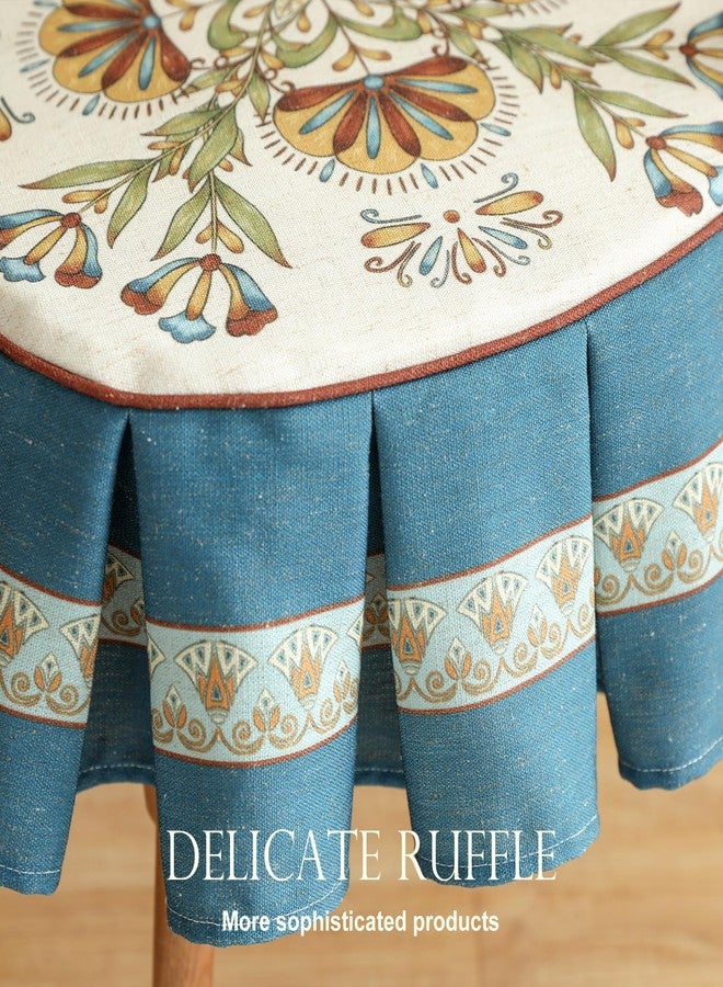 patdrea Pack of 2 Chair Cushions for Dining Chairs with Ruffled, Blue Wensel Floral Seat Cushion with Ties,Non Slip Chair Pads Decor for Bar Stool Cushions, Indoor Kitchen Chairs, 17.7"x17.7" - Image 3