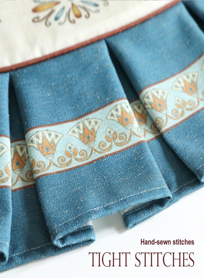 patdrea Pack of 2 Chair Cushions for Dining Chairs with Ruffled, Blue Wensel Floral Seat Cushion with Ties,Non Slip Chair Pads Decor for Bar Stool Cushions, Indoor Kitchen Chairs, 17.7"x17.7" - Image 5