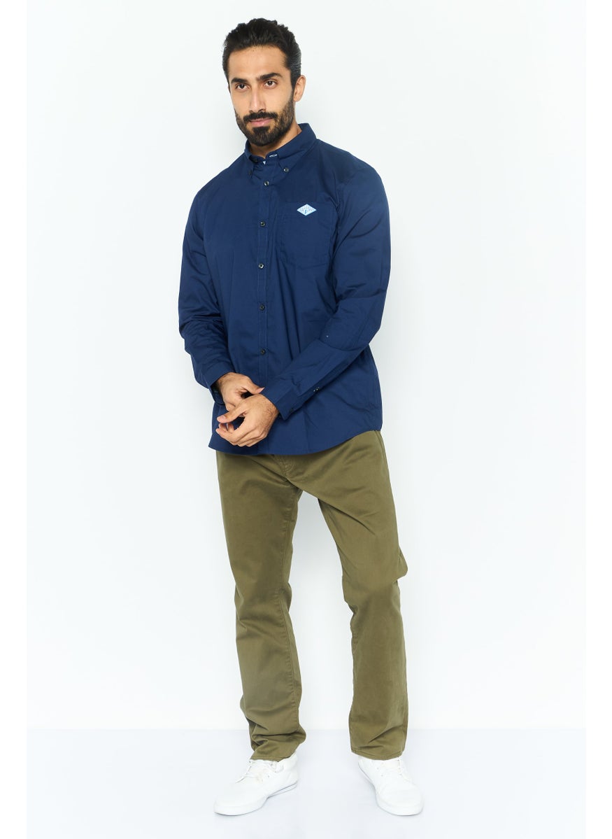 ESPRIT Men Regular Fit Solid Long Sleeves Casual Shirt, Navy  - Image 2