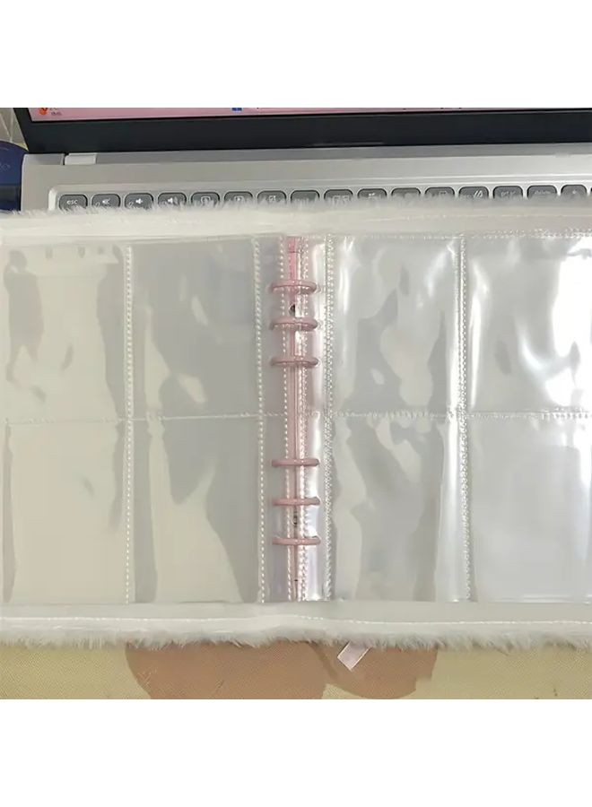 White A5 Plush Photocard Binder Set 6 Ring Photo Album With 20 Inner Pages For 3 Inch Card Collector Storage - Image 5