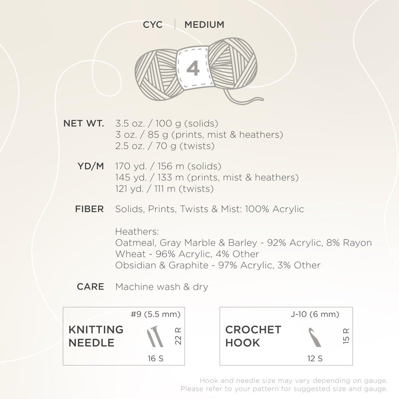 Lion Brand Yarn (1 Skein) Vanna's Choice Yarn, Grey Marble - Image 4