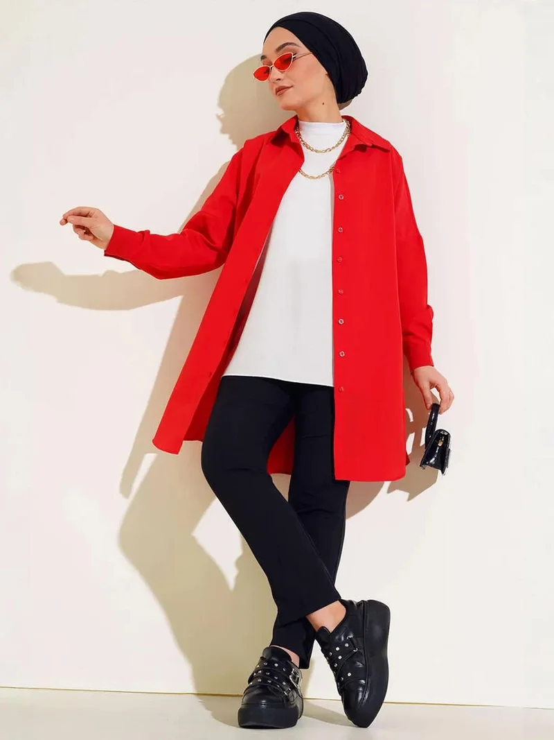 BIG DART BDART Long Poplin Shirt with Button Closure