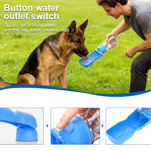 AMERISUN Dog Water Bottle Portable LeakProof Water Dispenser with Drinking Bowl for Dogs and Cats Travel Puppy Fountain Pet Water Bottle for Hiking Walking Outdoor A012Bblue - Image 3