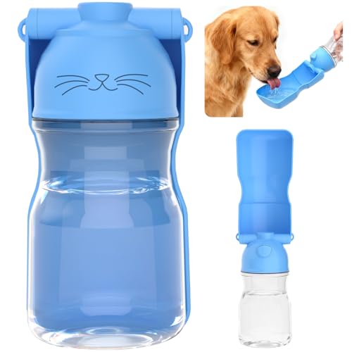 AMERISUN Dog Water Bottle Portable LeakProof Water Dispenser with Drinking Bowl for Dogs and Cats Travel Puppy Fountain Pet Water Bottle for Hiking Walking Outdoor A012Bblue - Image 1