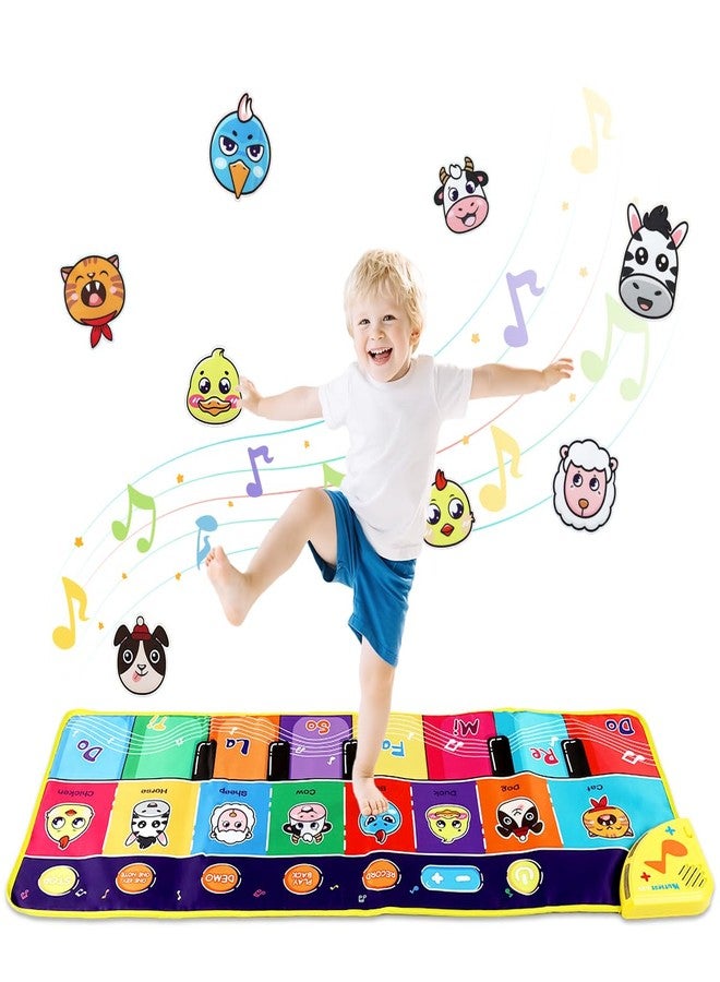 Patpat باتبات® بساط موسيقي على شكل لوحة مفاتيح بيانو للأطفال من عمر 1-6 سنوات، 8 أصوات، بساط لعب بيانو للأطفال، هدية عيد ميلاد للبنات والأولاد بعمر سنة واحدة، ألعاب تعليمية لتنمية الاهتمامات (27.56 × 11.81 بوصة) - Image 1