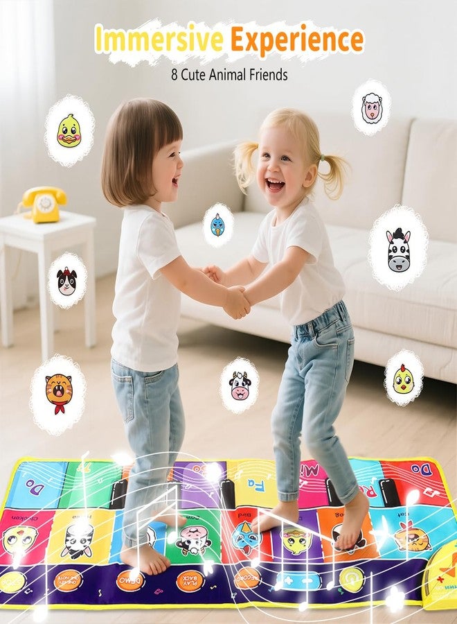 Patpat باتبات® بساط موسيقي على شكل لوحة مفاتيح بيانو للأطفال من عمر 1-6 سنوات، 8 أصوات، بساط لعب بيانو للأطفال، هدية عيد ميلاد للبنات والأولاد بعمر سنة واحدة، ألعاب تعليمية لتنمية الاهتمامات (27.56 × 11.81 بوصة) - Image 5