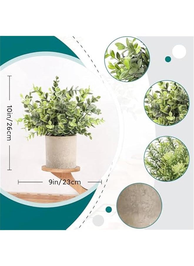 MIXDE 3 Pack Mini Potted Fake Plants Artificial Plastic Eucalyptus Plants Topiaries for Home Office Desk Farmhouse Room Decor  - Image 2