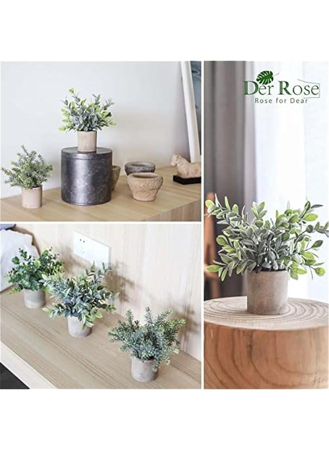 MIXDE 3 Pack Mini Potted Fake Plants Artificial Plastic Eucalyptus Plants Topiaries for Home Office Desk Farmhouse Room Decor  - Image 3