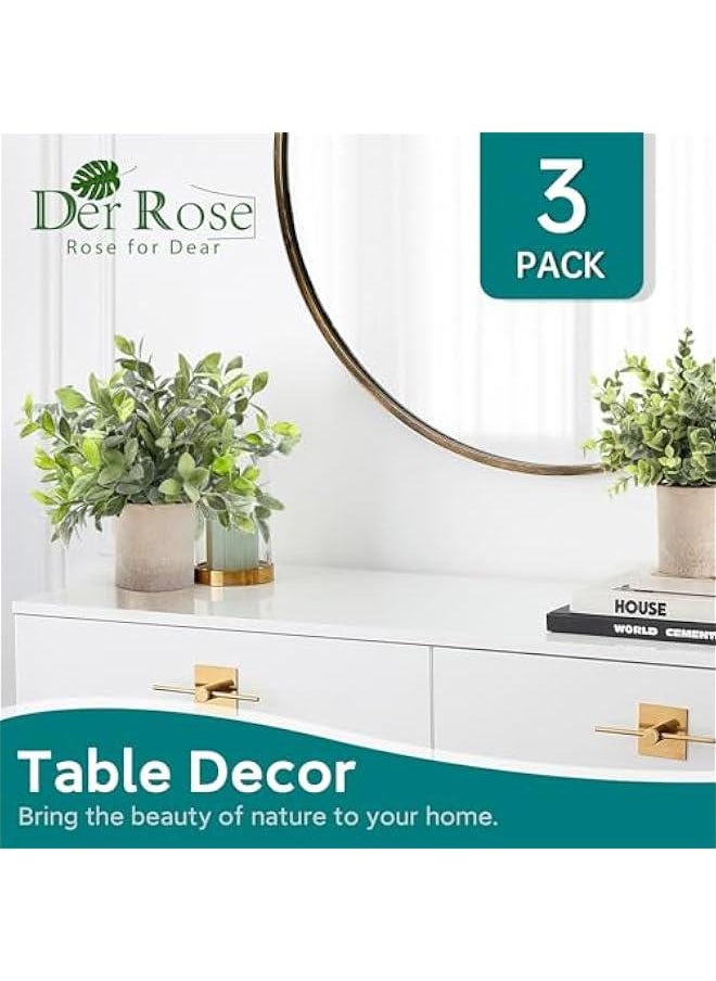 MIXDE 3 Pack Mini Potted Fake Plants Artificial Plastic Eucalyptus Plants Topiaries for Home Office Desk Farmhouse Room Decor  - Image 4