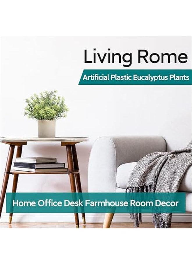 MIXDE 3 Pack Mini Potted Fake Plants Artificial Plastic Eucalyptus Plants Topiaries for Home Office Desk Farmhouse Room Decor  - Image 5