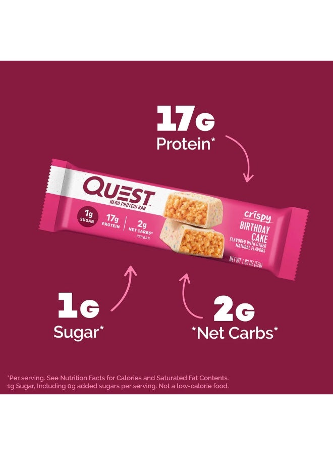 Quest Nutrition Quest Hero Protein Bar – Birthday Cake Flavor, High Protein, Low Sugar, Gluten-Free, 60g (Box of 12 Bars) - Image 5