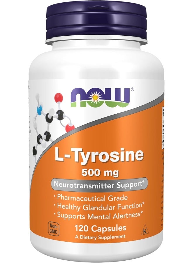 now Foods L-Tyrosine 500mg 120 Capsules - Image 1
