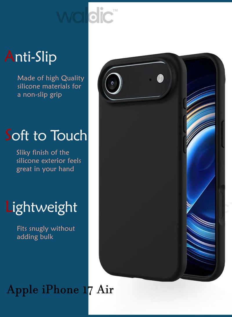 Waldic Apple iPhone 17 Air Silicone Case Cover | Silicone Case Cover Designed for Apple iPhone 17 Air | Apple iPhone 17 Air Case Camera and Drop Protection Thin Protective Back Cover Case for Apple iPhone 17 Air - Black - Image 2