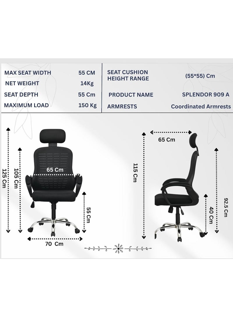 Rama Office Furniture RAMA® Home Office chair desk chair, Black medical mash chair 909 black metal base - Image 4