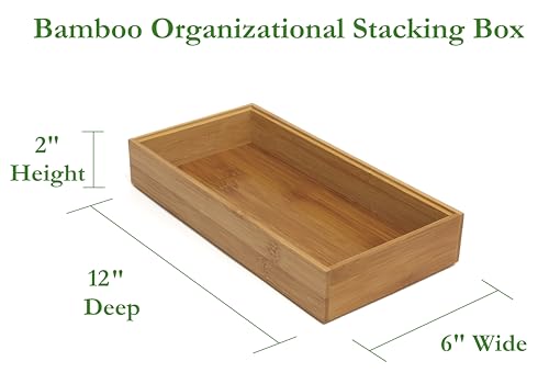 Lipper International 8185S Bamboo Wood Stacking Drawer Organizer Box 6 x 12 - Image 3