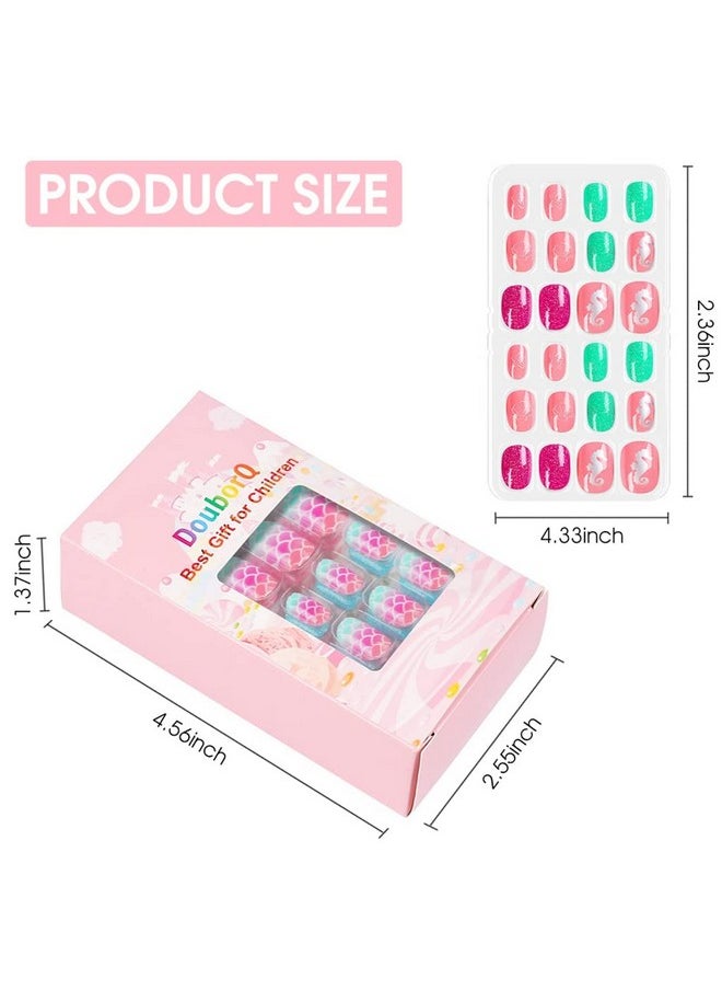 maycreate - ® 120 Pieces Girls Press On Nails Fake Nails Artificial Nails Children Full Cover Short False Fingernails For Girls Kids Nail Design Decoration (Nt 301) - Image 1