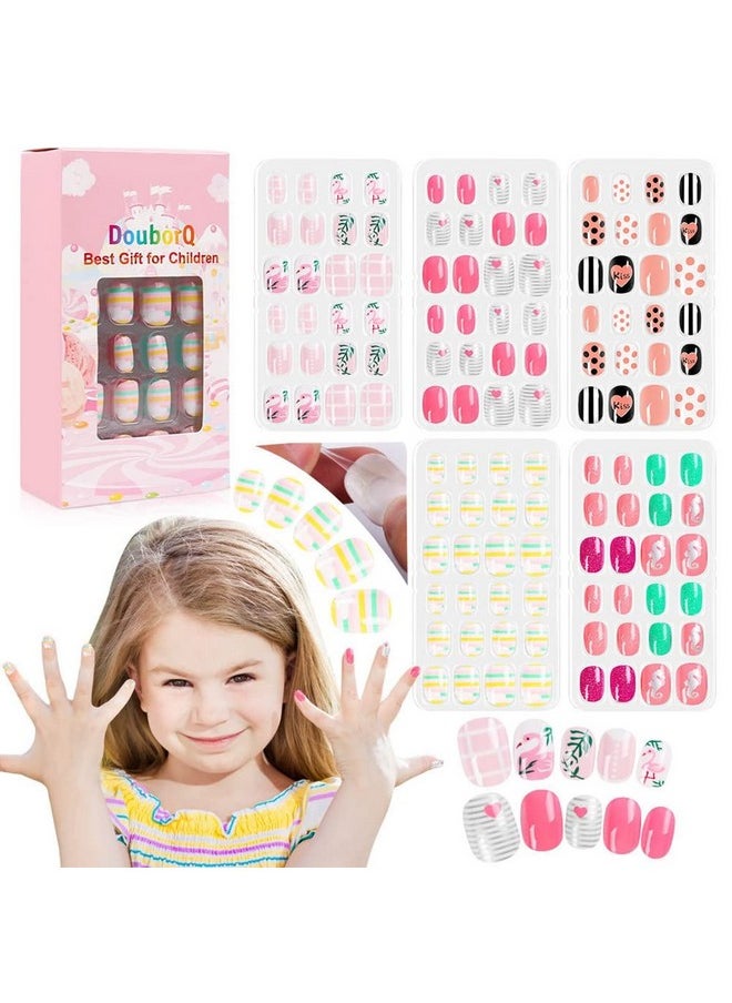 maycreate - ® 120 Pieces Girls Press On Nails Fake Nails Artificial Nails Children Full Cover Short False Fingernails For Girls Kids Nail Design Decoration (Nt 301) - Image 1