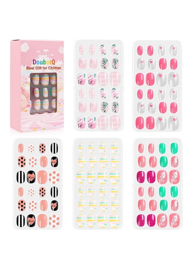 maycreate - ® 120 Pieces Girls Press On Nails Fake Nails Artificial Nails Children Full Cover Short False Fingernails For Girls Kids Nail Design Decoration (Nt 301) - Image 1