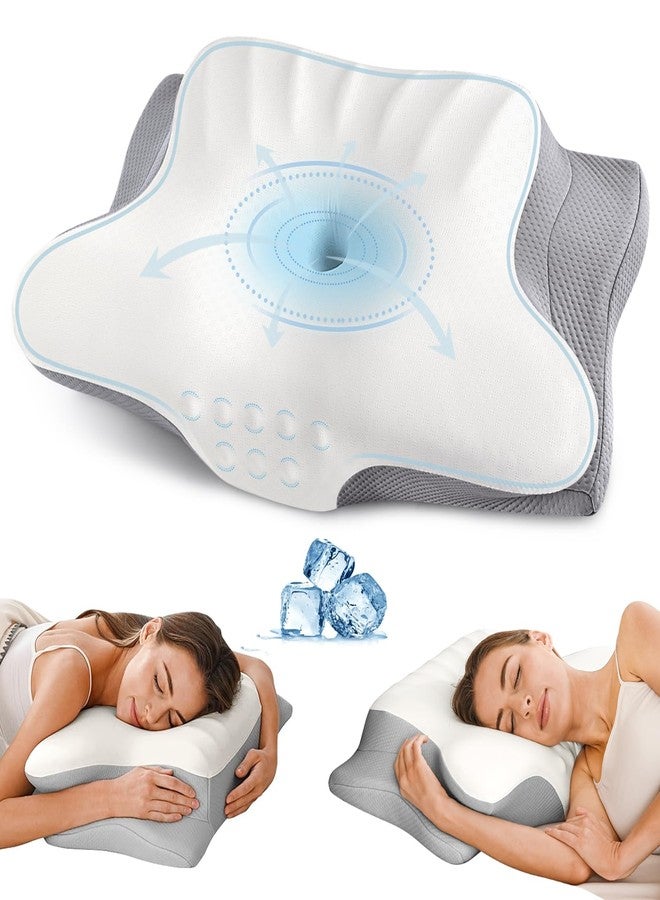 Ylekto Cervical Neck Pillow for Pain Relief - Ergonomic Memory Foam Pillows for Sleeping, Cooling Side Sleeper Pillow for Neck Support, Contour Orthopedic Bed Pillow for Back Stomach Sleepers - Image 1