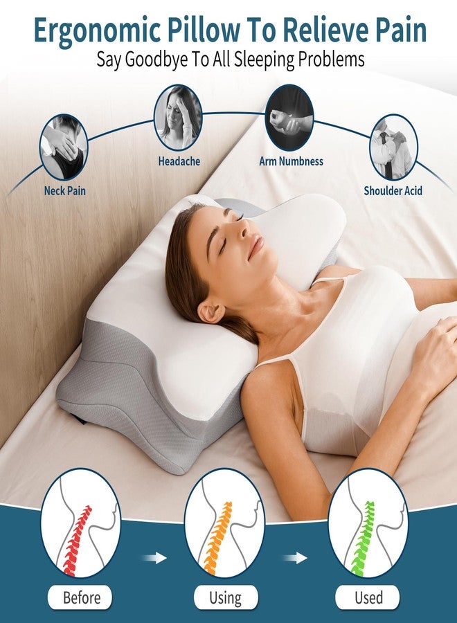 Ylekto Cervical Neck Pillow for Pain Relief - Ergonomic Memory Foam Pillows for Sleeping, Cooling Side Sleeper Pillow for Neck Support, Contour Orthopedic Bed Pillow for Back Stomach Sleepers - Image 2