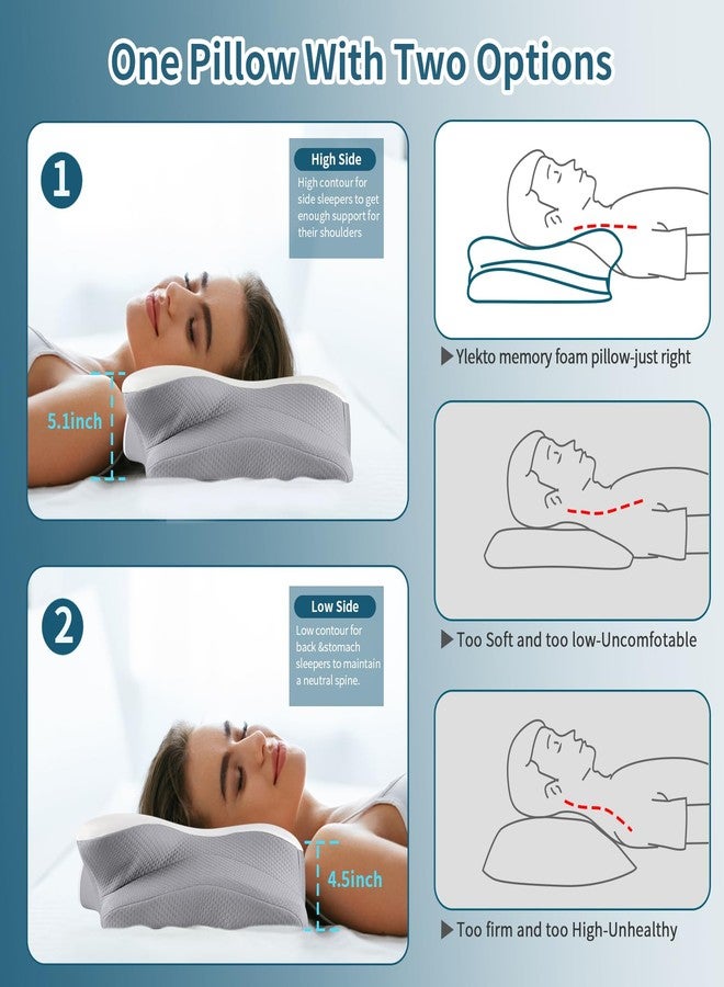 Ylekto Cervical Neck Pillow for Pain Relief - Ergonomic Memory Foam Pillows for Sleeping, Cooling Side Sleeper Pillow for Neck Support, Contour Orthopedic Bed Pillow for Back Stomach Sleepers - Image 5