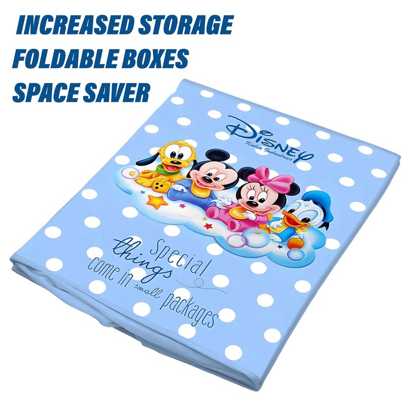 Kuber Industries Foldable Boxes For Storage Multipurpose Storage Organizer For Clothes Wardrobe Closet Toys Books Disney Baby Team Mickey Print Undergarment Organizer Basket Royal Blue - Image 5