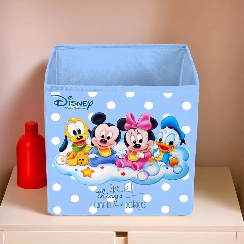 Kuber Industries Foldable Boxes For Storage Multipurpose Storage Organizer For Clothes Wardrobe Closet Toys Books Disney Baby Team Mickey Print Undergarment Organizer Basket Royal Blue - Image 2