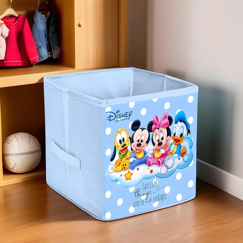 Kuber Industries Foldable Boxes For Storage Multipurpose Storage Organizer For Clothes Wardrobe Closet Toys Books Disney Baby Team Mickey Print Undergarment Organizer Basket Royal Blue - Image 4