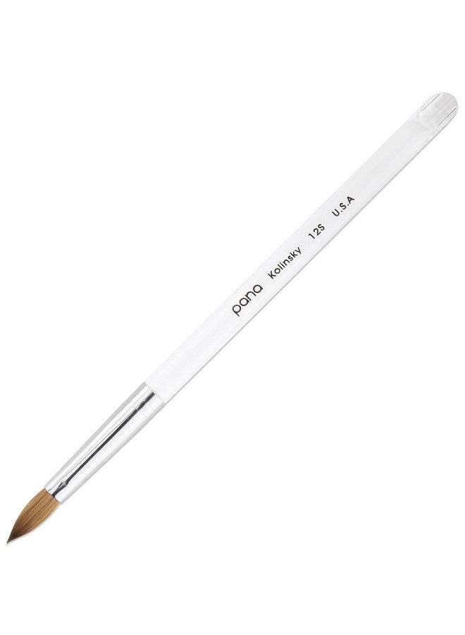 Pana Pure Kolinsky Hair Acrylic Nail Brush Oval Crimped Clear Acrylic Handle (Size 12) - Image 1