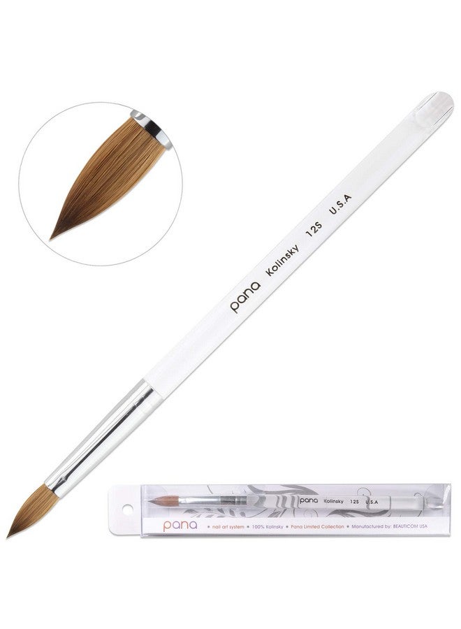 Pana Pure Kolinsky Hair Acrylic Nail Brush Oval Crimped Clear Acrylic Handle (Size 12) - Image 4