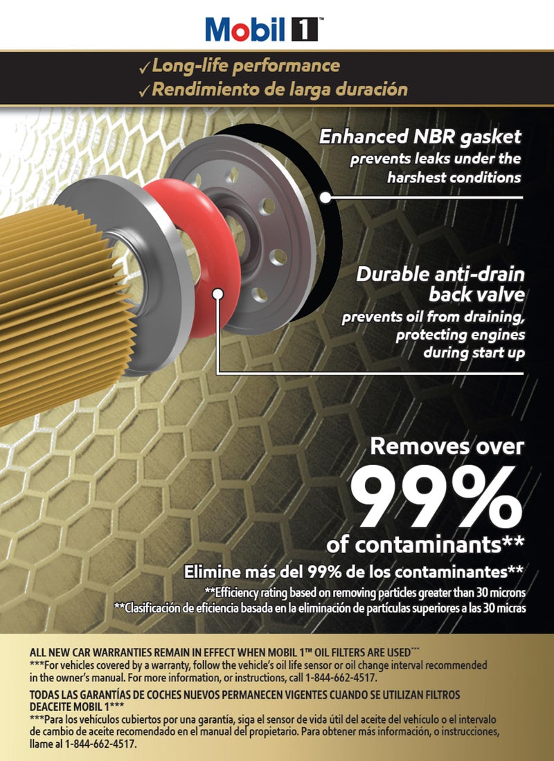 Mobil Oil Filter, Canister, Screw-On, 5-3/16 in Tall, 13/16 x 16 in Thread, Steel, Black, GM Fullsize Truck 1962-2002 / Hummer 1996-2004, Each - Image 3