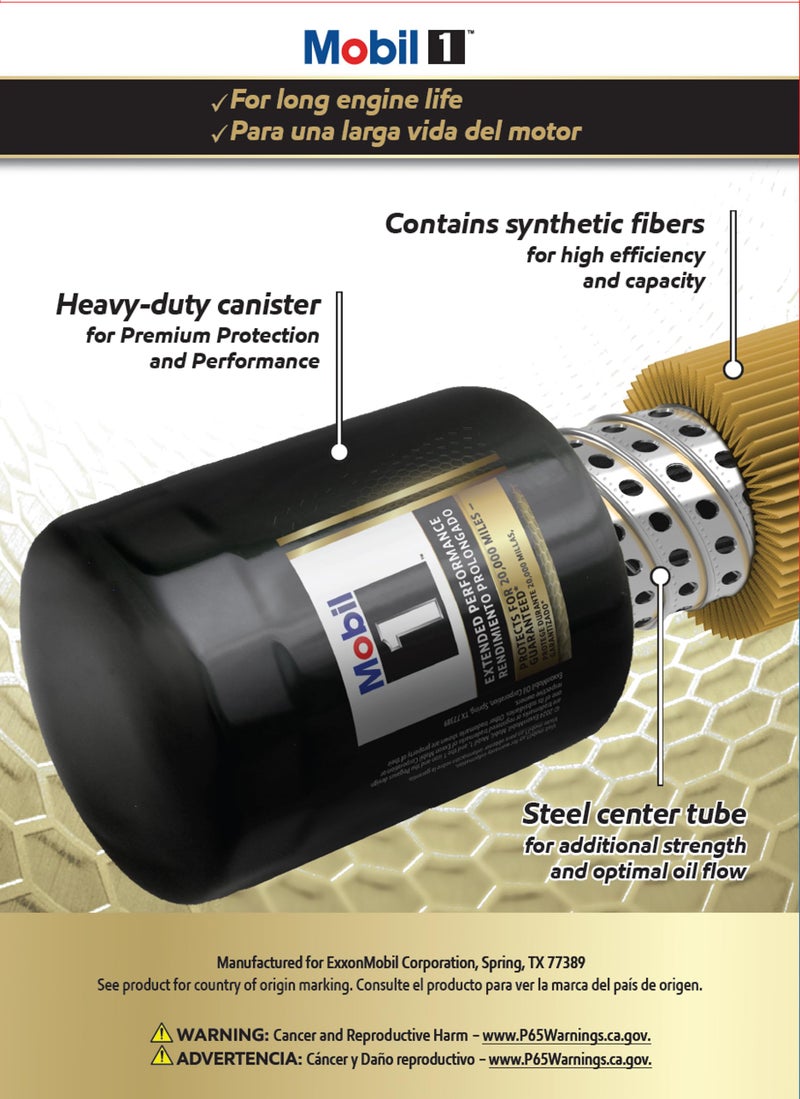 Mobil Oil Filter, Canister, Screw-On, 5-3/16 in Tall, 13/16 x 16 in Thread, Steel, Black, GM Fullsize Truck 1962-2002 / Hummer 1996-2004, Each - Image 2