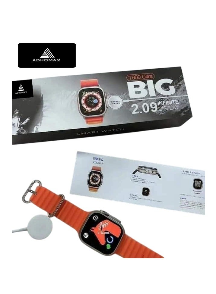 adhomax New 2025 T900 Ultra smart watch Elegant Design 2.09" Series 8 HD Display, Fitness Tracker, Calls Wireless Charging | Touch Screen compatable with IOS & android for men and women - Image 2
