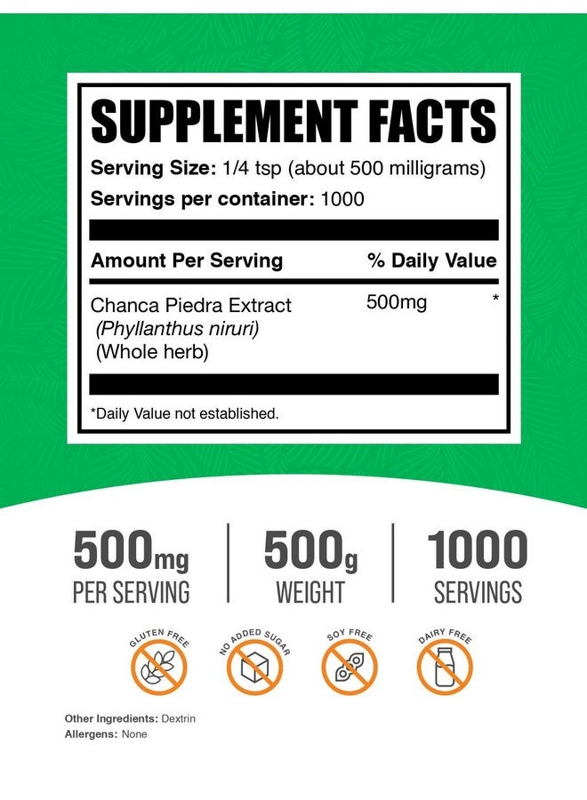 BulkSupplements.com Chanca Piedra Extract Powder - Chanca Piedra Stone Breaker, Herbal Supplement - Gluten Free, 500mg per Serving, 500g (1.1 lbs) (Pack of 1) - Image 2
