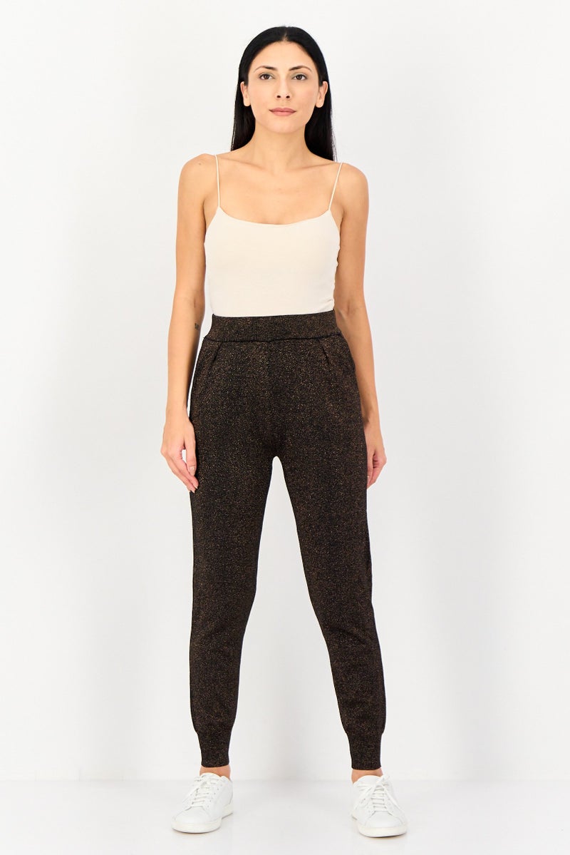 Mohito Women Regular Fit Metallic Jogger Pants, Black - Image 4