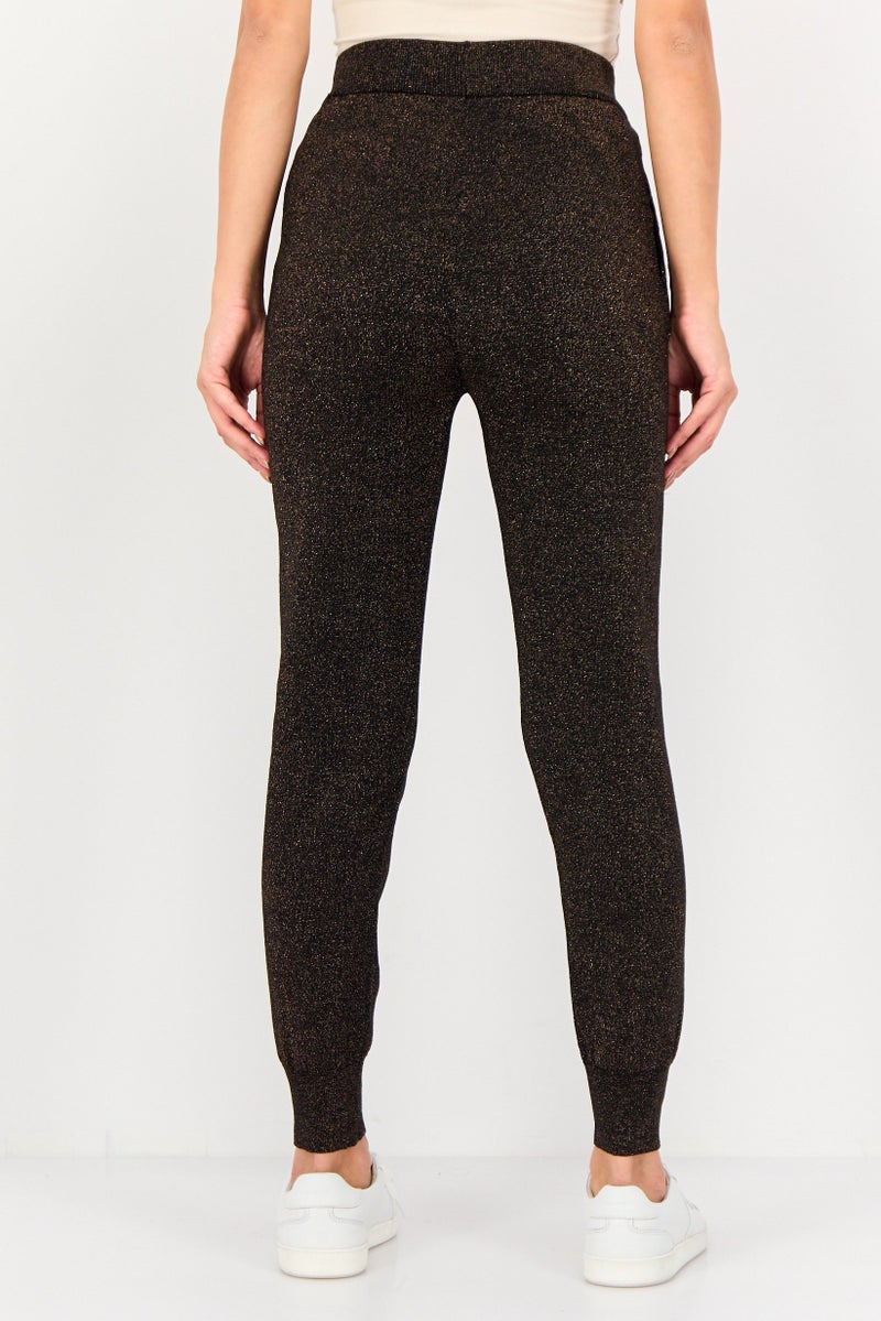 Mohito Women Regular Fit Metallic Jogger Pants, Black - Image 3