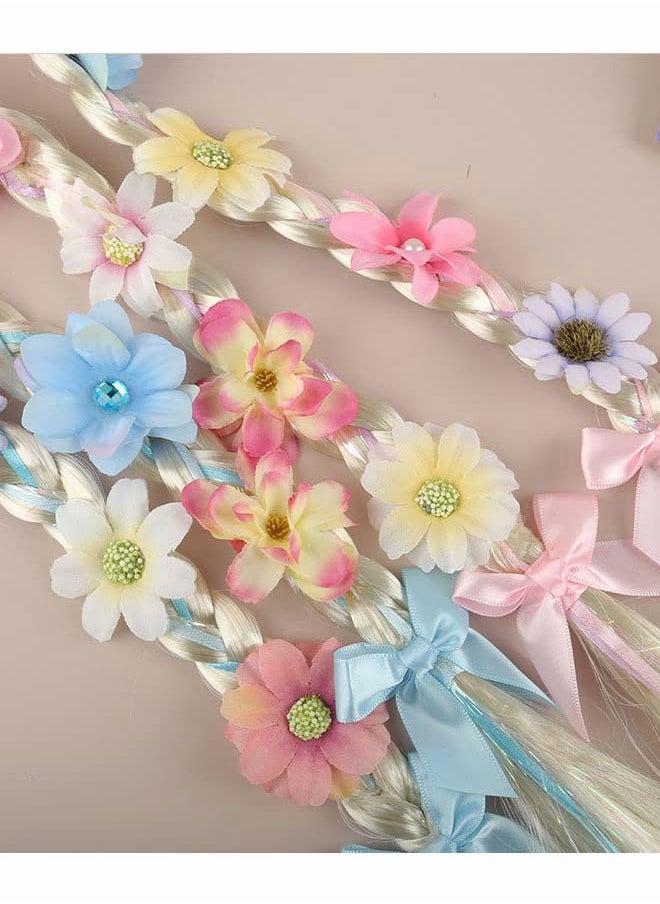 Excefore - Princess Rapunzel Wig for Girls Rapunzel Long Braided Blonde Wig with Tiara Flowers Crown Butterfly Pin Rapunzel Toys Birthday Gifts Kids Rapunzel Dress up Accessories (FLOWERS RANDOM) - Image 1