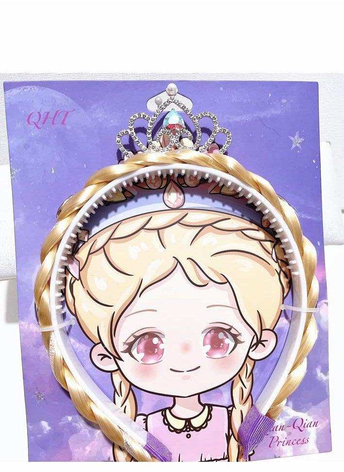 Excefore - Princess Rapunzel Wig for Girls Rapunzel Long Braided Blonde Wig with Tiara Flowers Crown Butterfly Pin Rapunzel Toys Birthday Gifts Kids Rapunzel Dress up Accessories (FLOWERS RANDOM) - Image 1