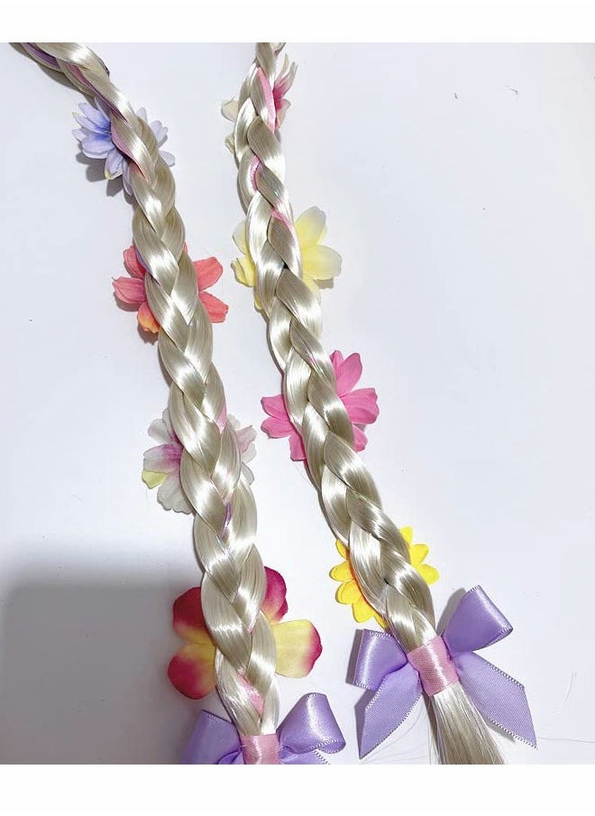 Excefore - Princess Rapunzel Wig for Girls Rapunzel Long Braided Blonde Wig with Tiara Flowers Crown Butterfly Pin Rapunzel Toys Birthday Gifts Kids Rapunzel Dress up Accessories (FLOWERS RANDOM) - Image 1