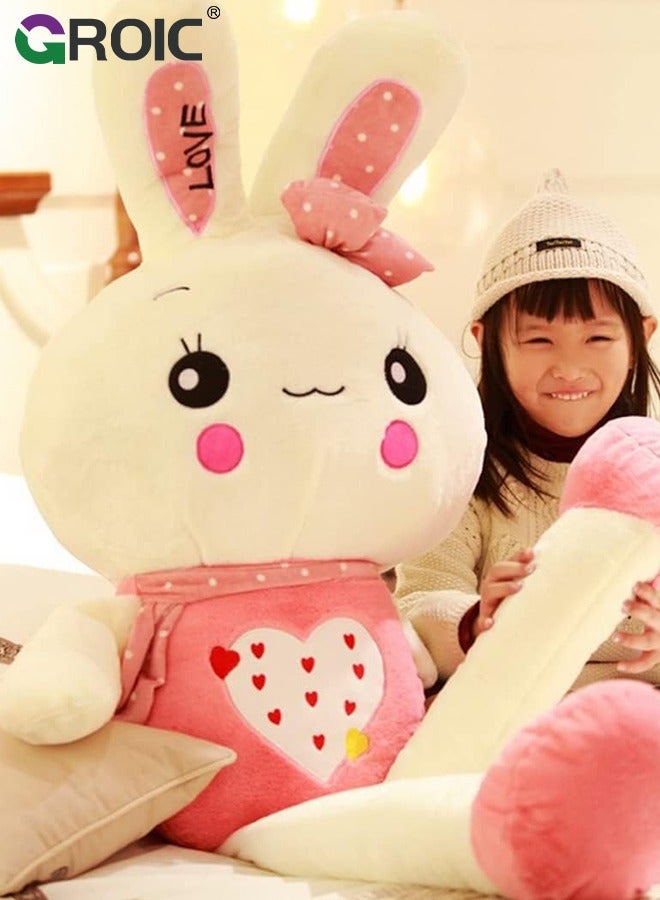 GROIC Pink Round-eyed Rabbit Plush Stuffed Animals, Big Plush Doll Cuddly Stuffed Large Plush Toy Gift for Kids Birthday Wedding Decorations - 75CM - Image 4