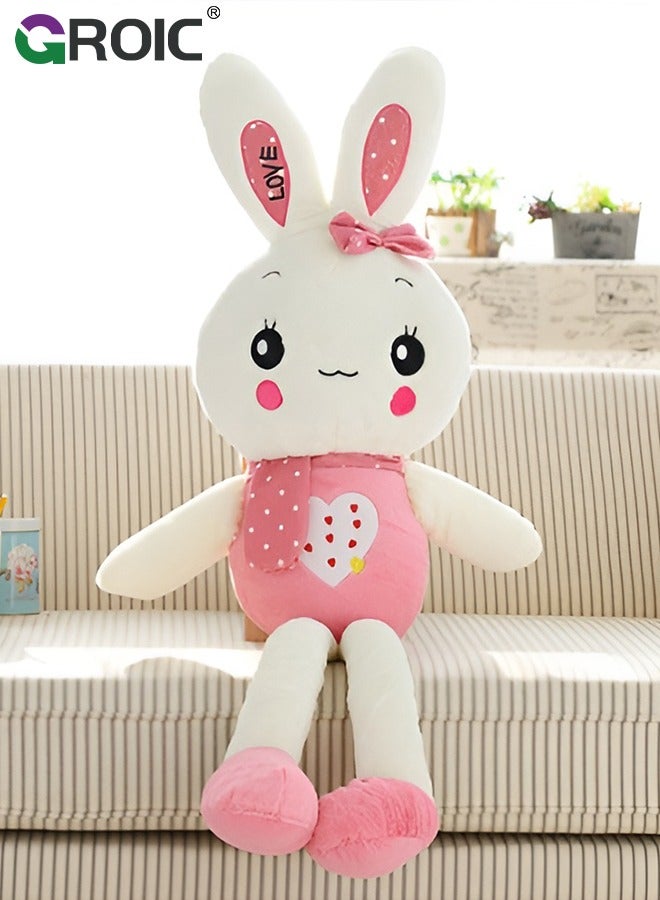 GROIC Pink Round-eyed Rabbit Plush Stuffed Animals, Big Plush Doll Cuddly Stuffed Large Plush Toy Gift for Kids Birthday Wedding Decorations - 75CM - Image 1