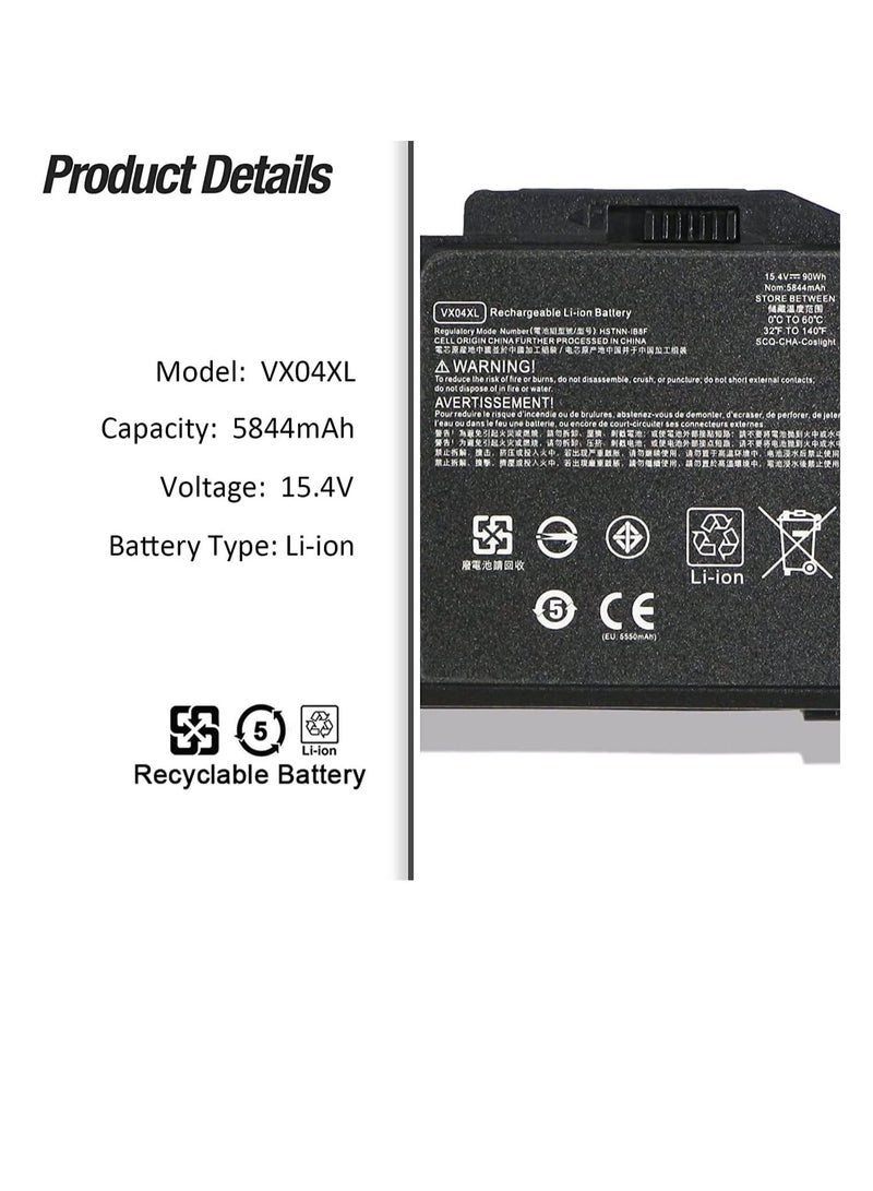 Zexen 15.4V 90Wh VX04XL VX04090XL Laptop Battery Compatible for HP Zbook 15 G5, Zbook 15 G6 15.6 Series HSTNN-IB8F HSN-Q13C L05766-855 L05766-850 L06302-1C1 - Image 2