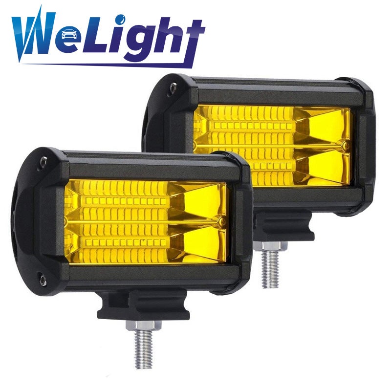 72W 24-LED Work Light Bar 5-Inch Yellow Spotlight for Off-Road Yellow Yellow