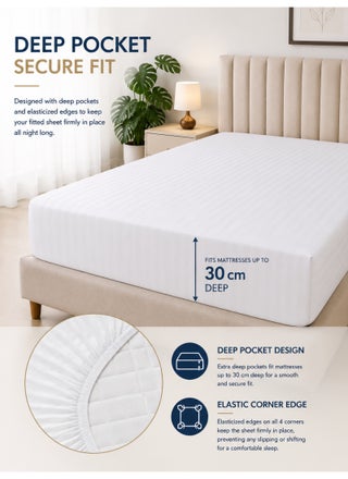 Stripe Microfiber Fitted Bed Sheet - Super King
