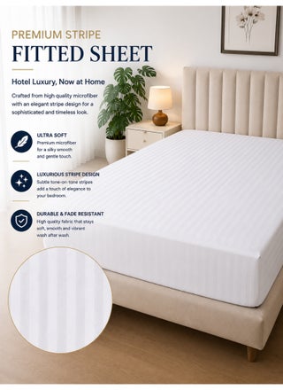 Stripe Microfiber Fitted Bed Sheet - Super King